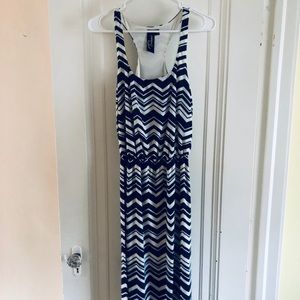 Blue zig-zag maxi dress